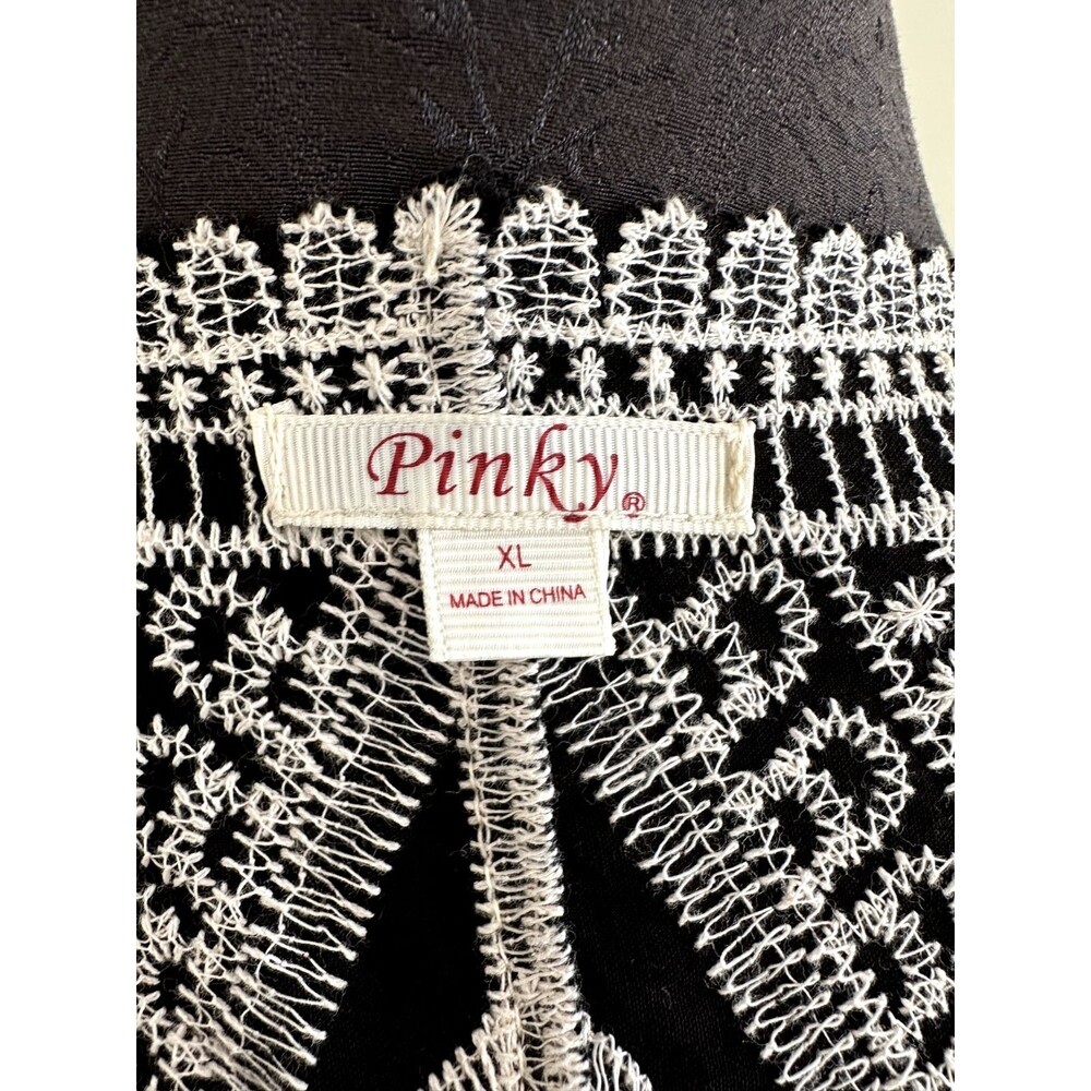 Black Embroidered Kimono Duster Open Front Size XL by Pinky - Picture 8 of 10